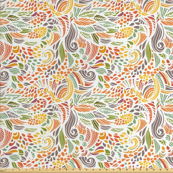 Ambesonne Abstract Fabric by the Yard Upholstery, Tangled Colorful Design, 10 Yards, Multicolor