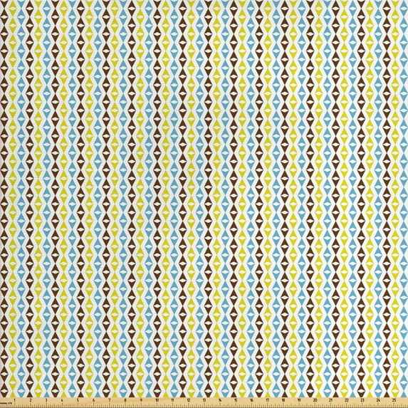 Abstract Upholstery Fabric by the Yard, Vertically Designed Triangular Diamond Shapes, Decorative Fabric for DIY and Home Accents, Multicolor by Ambesonne