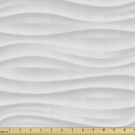 Ambesonne Abstract Fabric by the Yard Upholstery, Waves in Neutral Tones, 3 Yards, Pearl