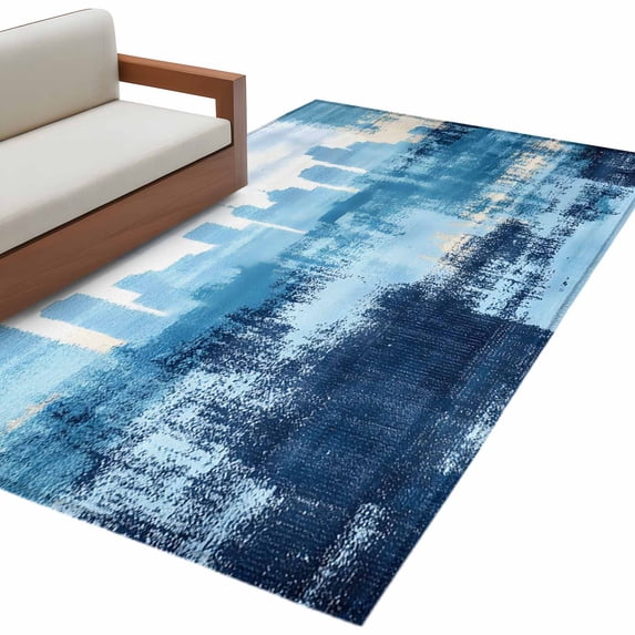 Abstract Urban Silhouette Area Rug 2.7x5ft Retro Blue Building Non-Slip ...