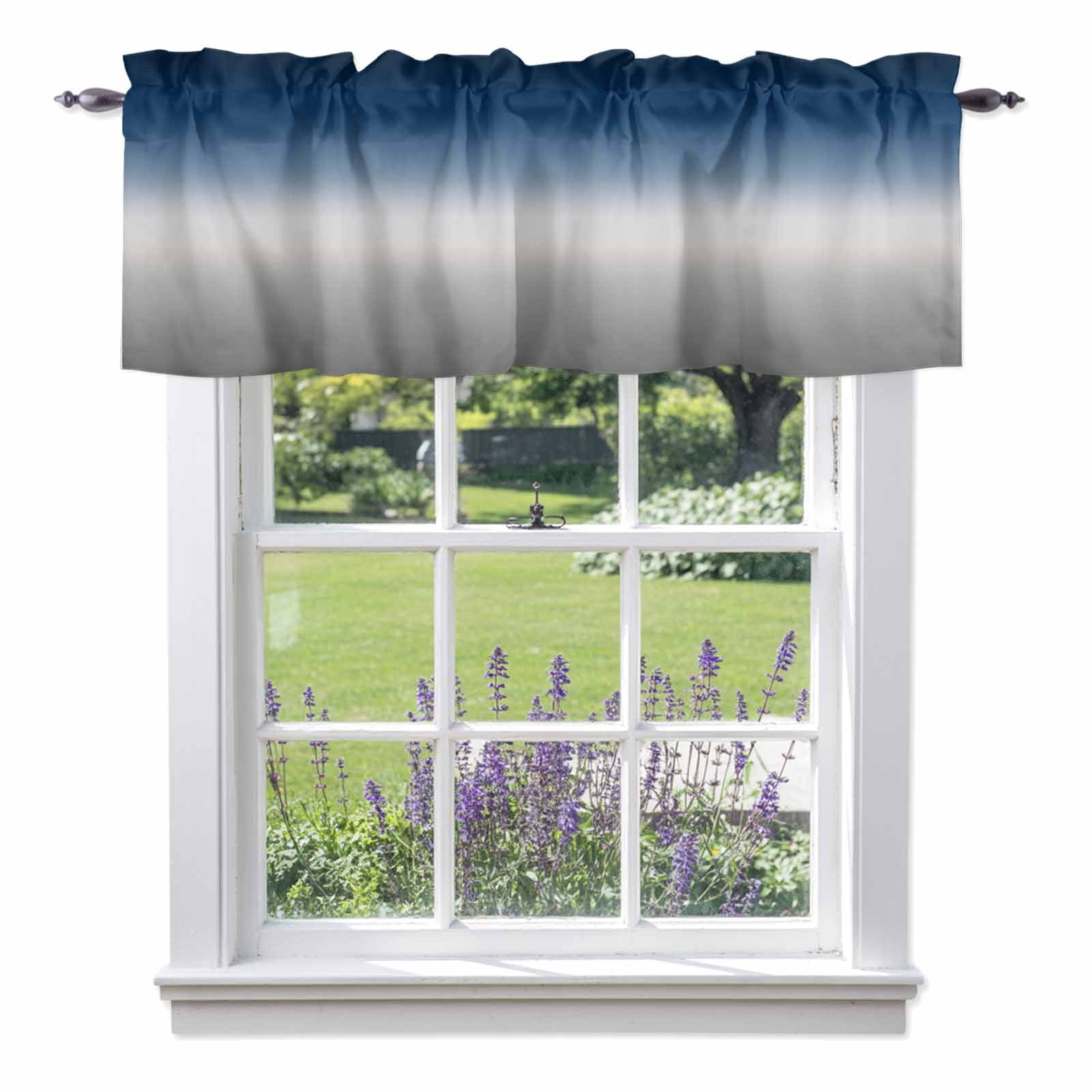 Abstract Valance Curtain Blue Grey Gradient Modern Art Window Valances ...