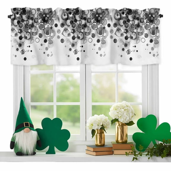 Abstract Valances for Windows, Black Gradient Watercolors Ink Points Minimalist Rod Pocket Valance Short Window Treatments Curtains for Kitchen Bathroom Bedroom Decor, 42 x 12 Inches