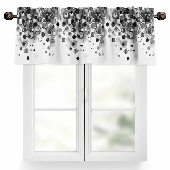 Abstract Valances for Windows Black Gradient Watercolors Ink Points Minimalist Valance Curtains Rod Pocket Bathroom Small Window Treatments for Kitchen Living Room Bedroom, 54"x18"