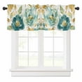 thumbnail image 1 of Abstract Valances for Windows Green Peony Pattern Petals Leaves Gold Lines Retro Rod Pocket Curtain Valance Window Treatment Short Curtains for Kitchen Living Room, 60"x18", 1 of 5