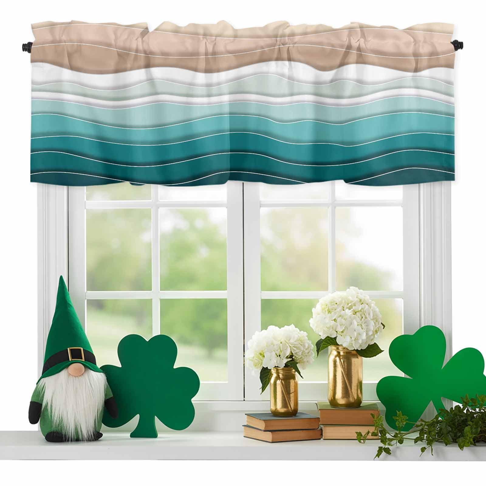 Abstract Valances for Windows, Turquoise Brown Gradient Waves Beach ...