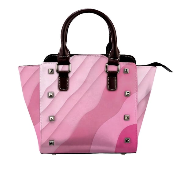Abstract Vector Pink Wave Rivet Fashion One-Shoulder Women's Handbag Tote Bag