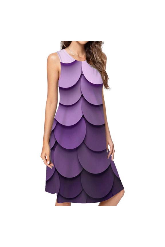 Abstract Vector Purple Disc Dress Elegant Party Dresses Evening Dresses Women Dress Sleeveless Dress Ladies Dresses