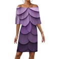 thumbnail image 1 of Abstract Vector Purple Disc Women's Off The Shoulder Ruffles Summer Wedding Guest Loose Casual Party Beach Dress, 1 of 9