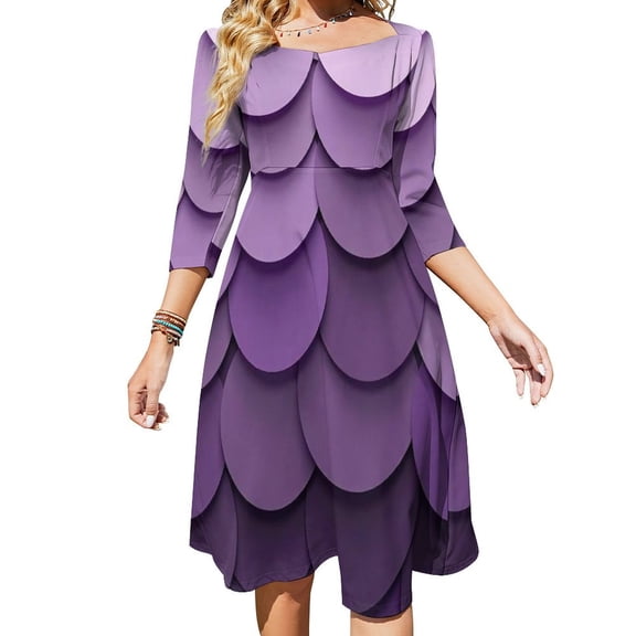 Abstract Vector Purple Disc Womens Summer Dress Tie Back A Line Flare Dress