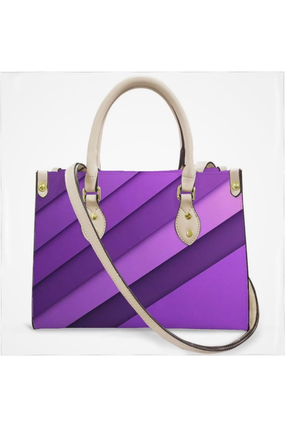 Abstract Vector Purple Vertical Stripes Cross Body Bags For Women Small Leather Female Handbags Fashion Top-Handle Totes