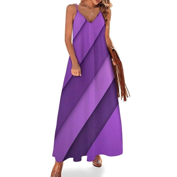 Abstract Vector Purple Vertical Stripes Sleeveless Dress Women's Evening Dress Womans Clothing