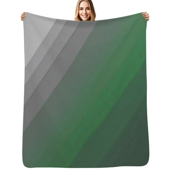Abstract Vector green grey vertical stripes Flannel Blankets Soft Throw Blanket Winter Travel Office Outdoor Bedspread