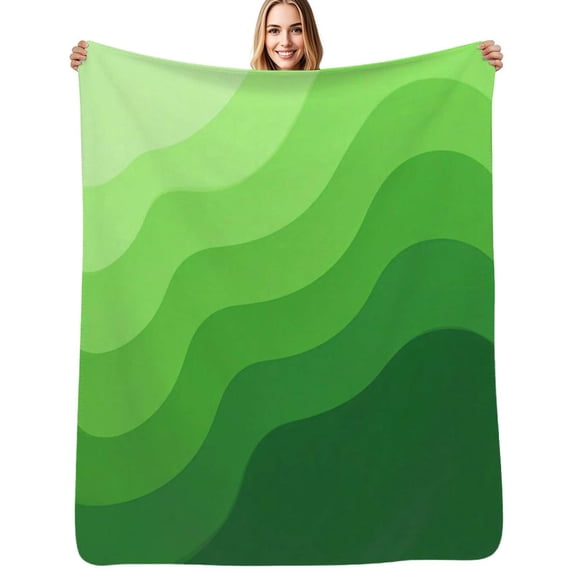 Abstract Vector green wave Flannel Blanket Warm Soft Bedding Throws Winter Camping Chair Sofa Bed
