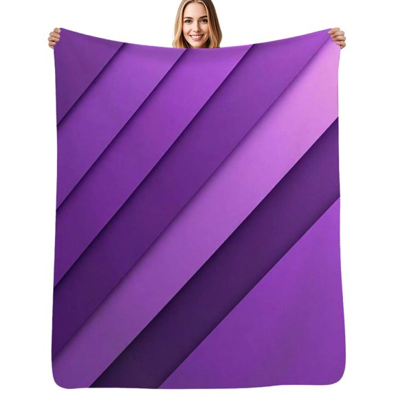 Abstract Vector purple vertical stripes Flannel Blankets Soft Throw Blanket Winter Travel Office Outdoor Bedspread