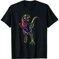 thumbnail image 1 of Abstract Velociraptor Color Pattern Dinosaur Design T-Shirt, 1 of 5