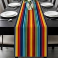 thumbnail image 1 of Abstract Vertical Striped Table Runner 90 Inches Long, Colorful Rainbow Stripes Retro Kitchen Coffee Dining Table Decoration for Home Party Birthday Wedding Home Decor 13x90 Inches, 1 of 8