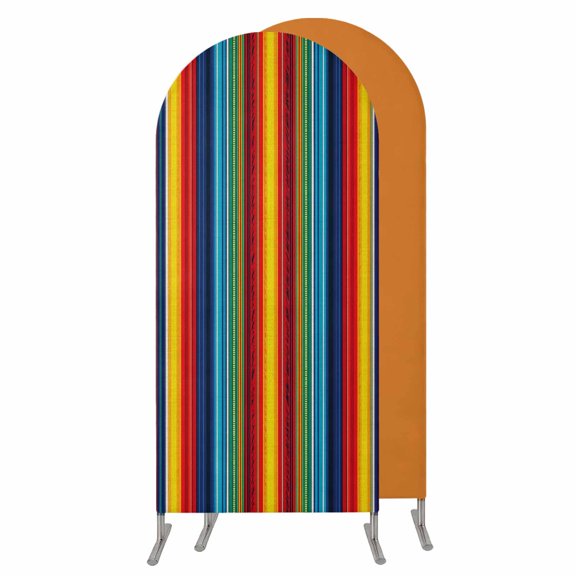 Abstract Vertical Striped Wedding Arch Cover,Stretchy Spandex Arch Backdrop Stand Covers 6.6 FT,Colorful Rainbow Stripes Retro Round Top Arched Backdrop Cover for Birthday Party Ceremony Baby Shower