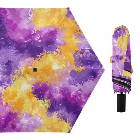 Abstract Vibrant Splashes Compact Sun Umbrella Windproof Travel Umbrellas for Rain Strong Portable UV Protection