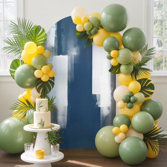 Abstract Vignette Arch Backdrop Cover, 4FT, Modern Minimalist Denim Blue White Textured Spandex Arch Covers Double-Sided Backdrop for Wedding Birthday Party Photo Background Decoration