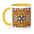 thumbnail image 1 of 3dRose, Abstract Vintage in Orange and Blue, 15oz Two-Tone Yellow Mug, 1 of 7