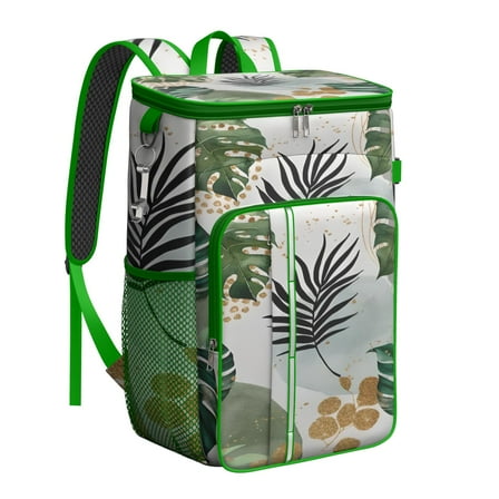 Abstract Vintage Insulated Backpack Cooler - 20L Soft Cooler Bag, Floral Design for Camping