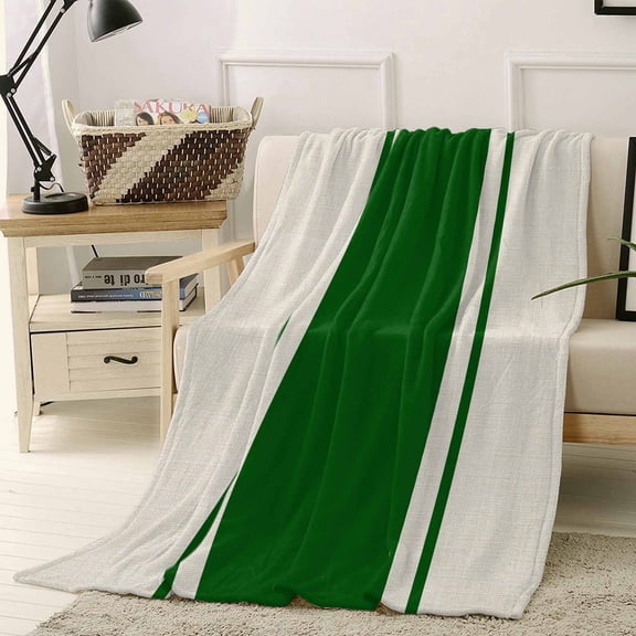 Abstract Vintage Lines Throw Flannel Blanket 50x80In Green Beige Linen Texture Super Soft Cozy Bed Blanket, Lightweight Plush Fuzzy Bed Throw for Bedroom Sofa Couch Living Room