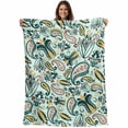 thumbnail image 1 of Abstract Vintage Paisley Throw Blankets, Boho Floral Texture Soft Fleece Blanket Decorative for Home Sofa Couch Chair Living Bedroom, 30x40 Inches, Light Green, 1 of 9
