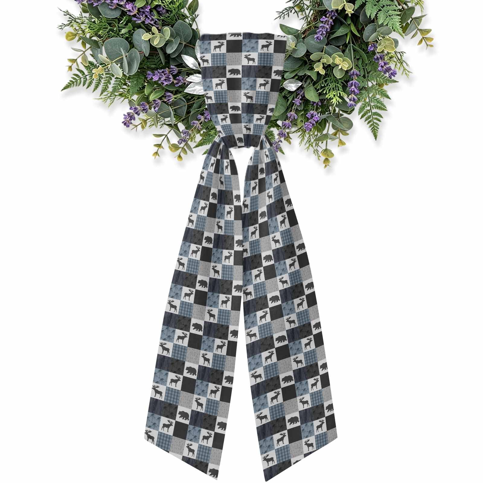 Abstract Vintage Plaid Wreath Sash for Front Door 4.5