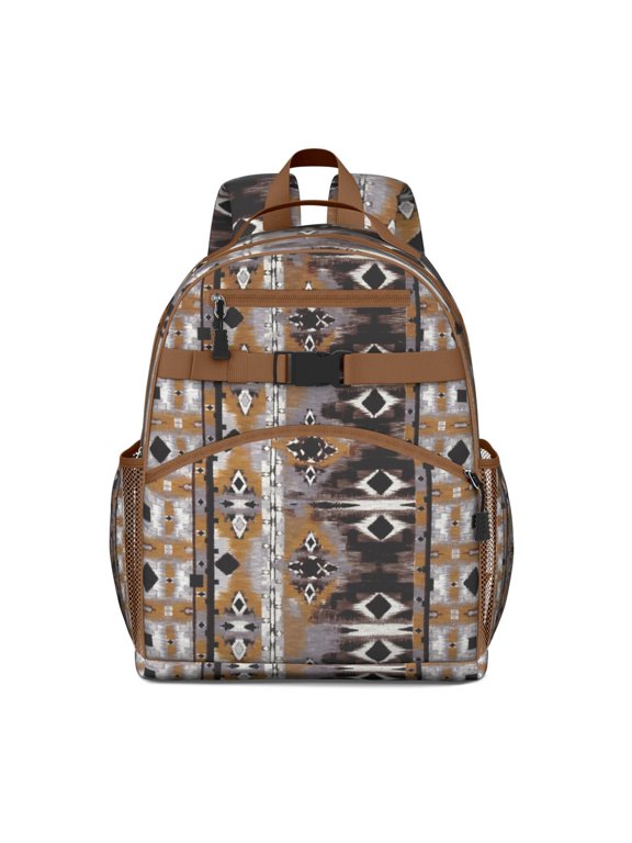 Abstract Vintage Waterproof School Backpack - Ergonomic Travel Daypack with Chest Strap for Teens