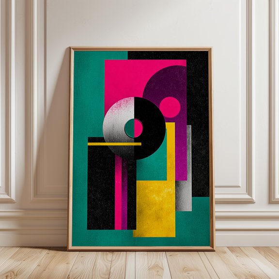 Abstract Vinyl Record Geometric Composition Modern Music Wall Art Contemporary Graphic Decor