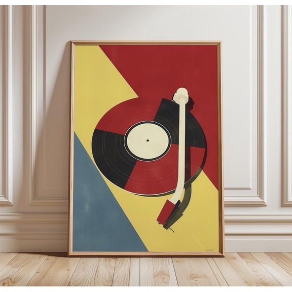 Abstract Vinyl Record Poster Retro Turntable Art Geometric Music, Unframed Poster