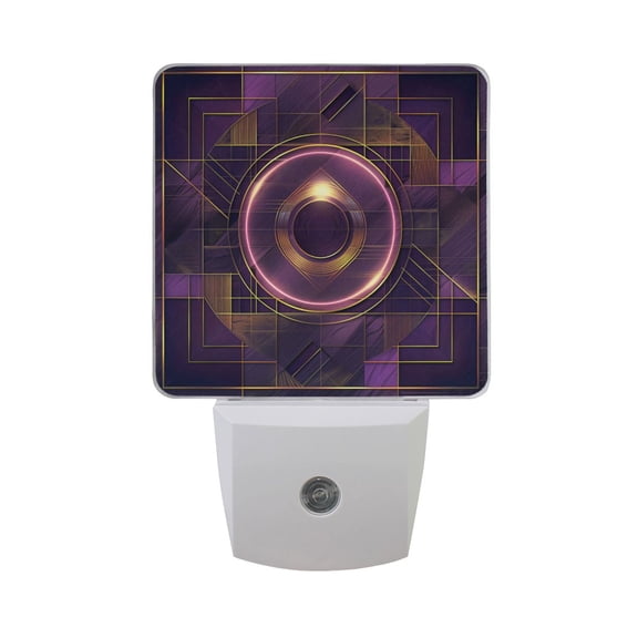 Abstract Violet Geometric Night Light 2 Pack LED Nightlight Plug into Wall Dusk to Dawn Sensor Soft White