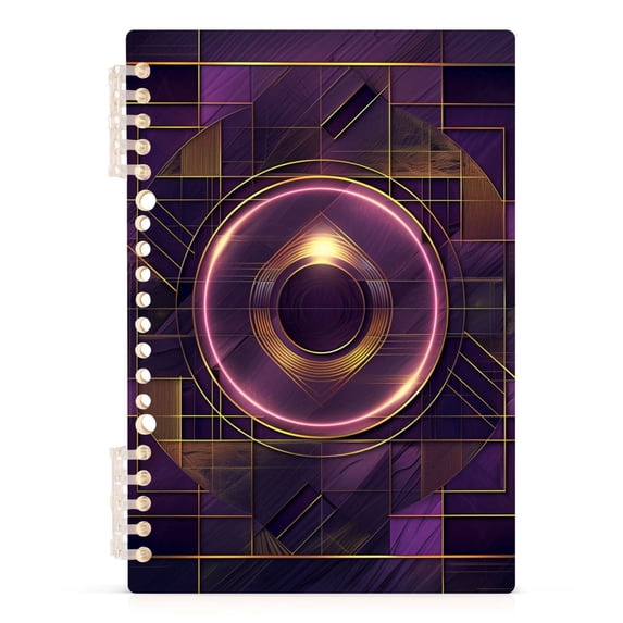 Abstract Violet Geometric Notebooks 1-subject Journal 60 Sheets A5 College Ruled Paper Detachable Ring 8.3"x5.7"