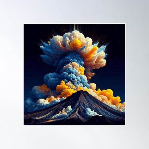 Abstract Volcanic Eruption In Colorful Splendor Poster Wall Art, Modern Wall Decor, 24x24 UNFRAMED
