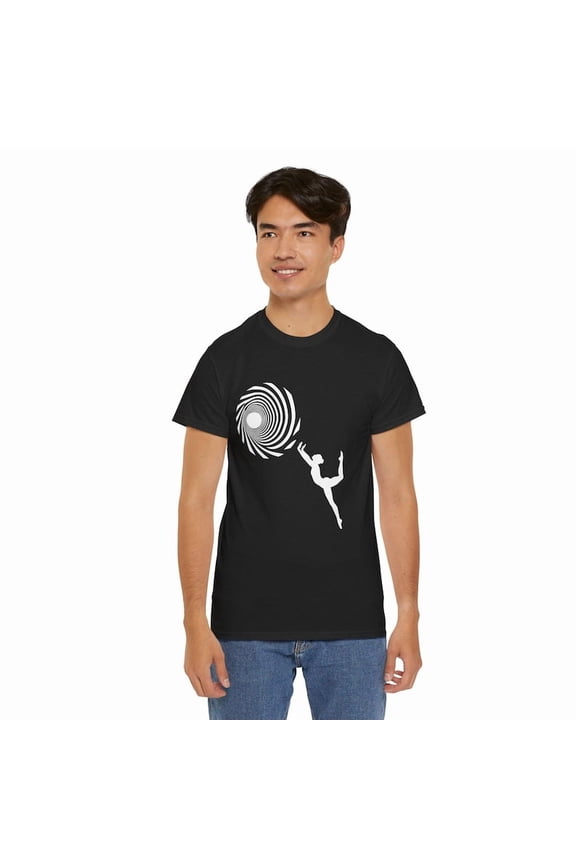Abstract Vortex Graphic T-Shirt, Surreal Spiral Art Tee, Dark Minimal Woman Design Shirt, Unisex Cotton Casual Graphic Tee Aesthetic Gift