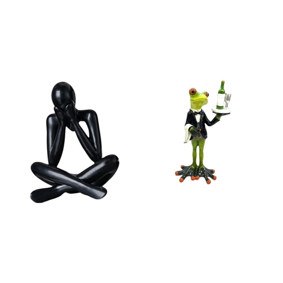 Abstract Waiter Frog Ornament Figurine Premium Resin Unique Gift for Living Room Bookshelf Decor