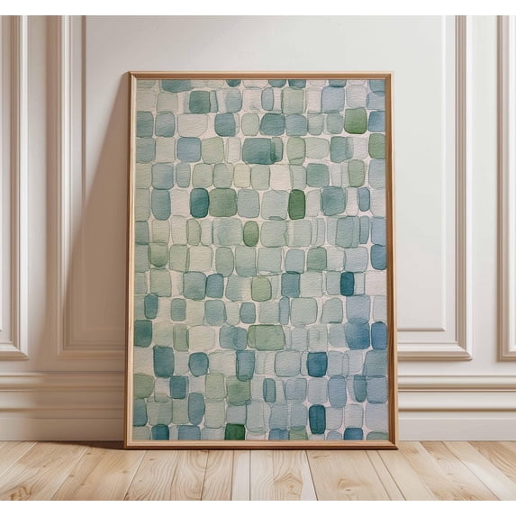 Abstract Wall Art Blue Green Geometric Modern Minimalist Coastal ...
