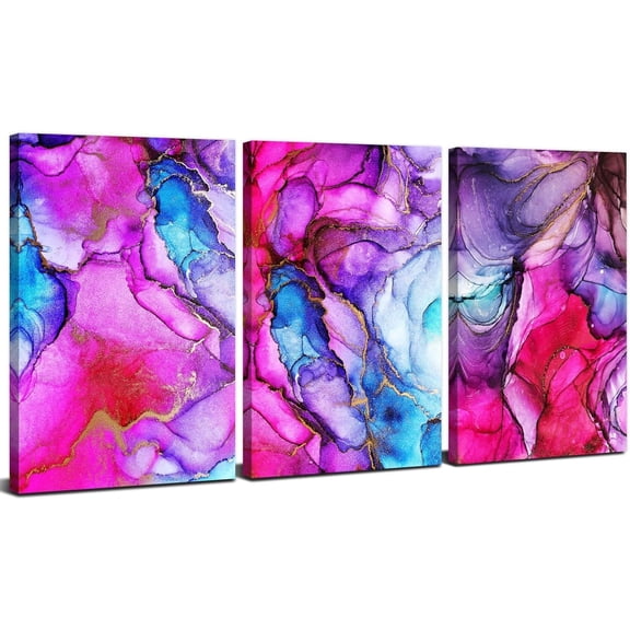 Abstract Wall Art Colorful Marble Texture Prints Canvas Artwork Fantasy Pictures Bedroom Decor Minimalist Paintings Modern Living Room Office Home Decorations 12x16 3Pice