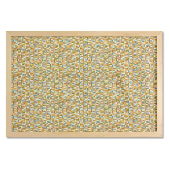 Abstract Wall Art with Frame, Flower of Life Design Vintage Colors Oval Shapes Lines Geometrical Retro Pattern, Printed Fabric Poster for Bathroom Living Room, 35" x 23", Multicolor, by Ambesonne