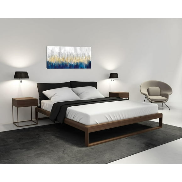 Abstract Wall Art Gold and Blue Canvas painting Artwork Painting Print for Living Room Bedroom Kitchen Home and Office Wall Decor
