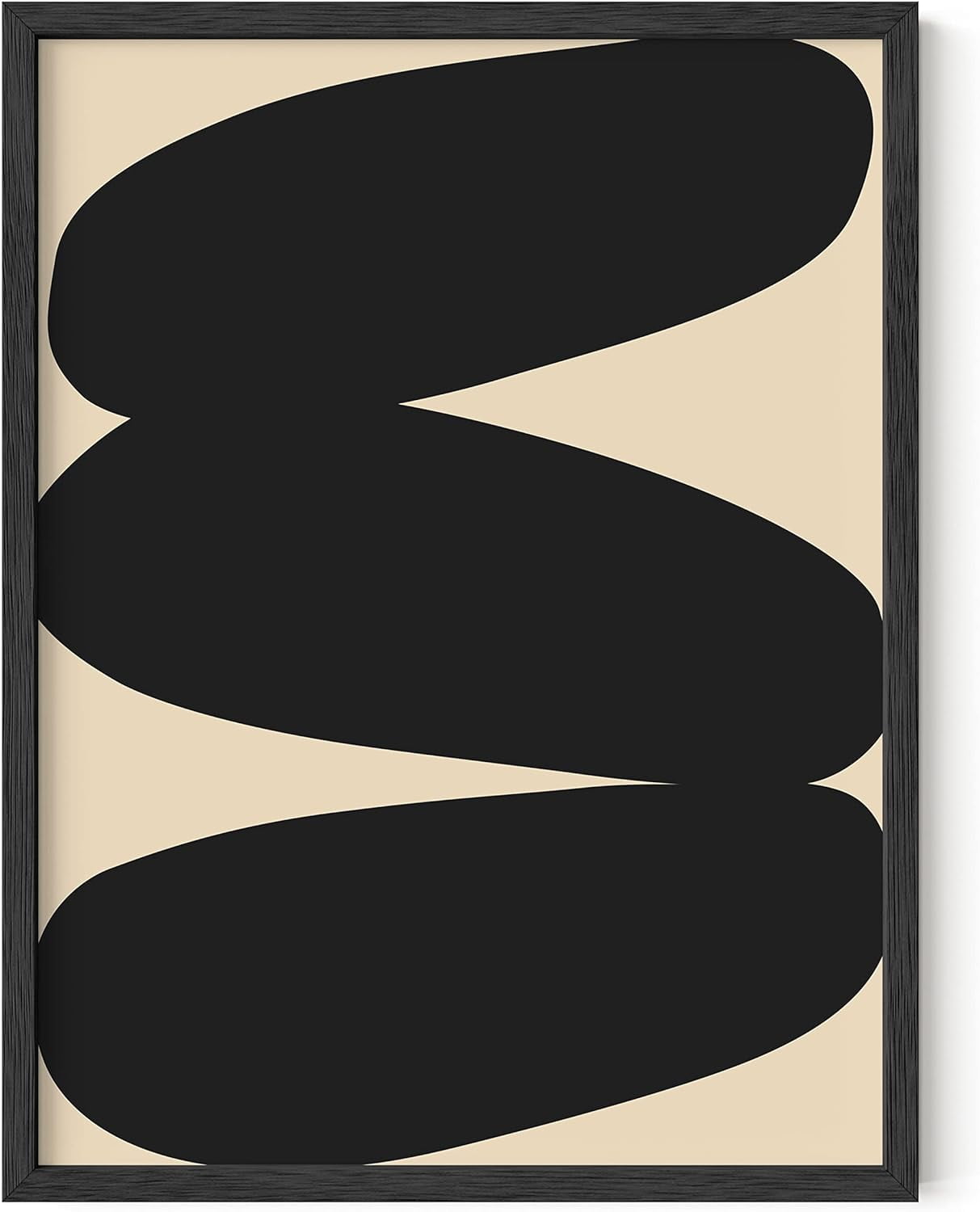 Abstract Black and Tan Rectangular Minimalist Wall Art 12x16