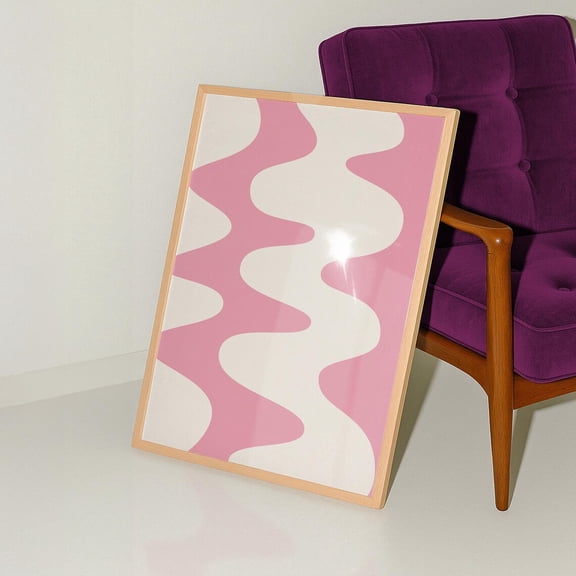 Abstract Wall Art Modern Color Block Pattern Retro Wavy Dopamine Decor, Unframed Paper Poster 8x10in