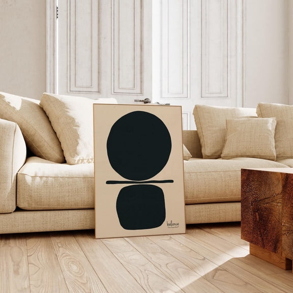 Abstract Wall Art Poster Organic Shapes Minimalist Black Beige Neutral Design1 Poster, Unframed Size 16x24