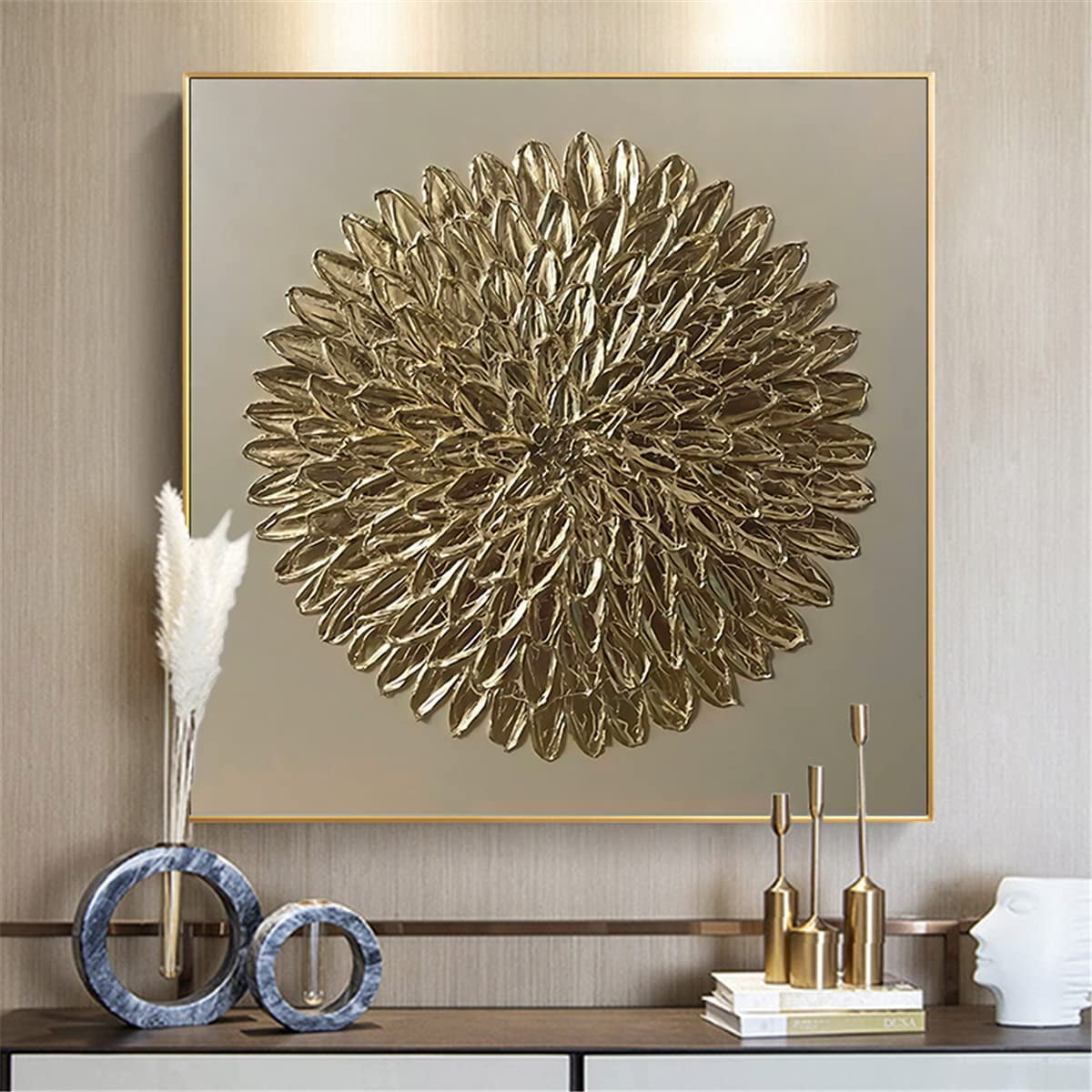 Abstract Wall Art Retro Minimalist Gold Luxury Canvas Painting For