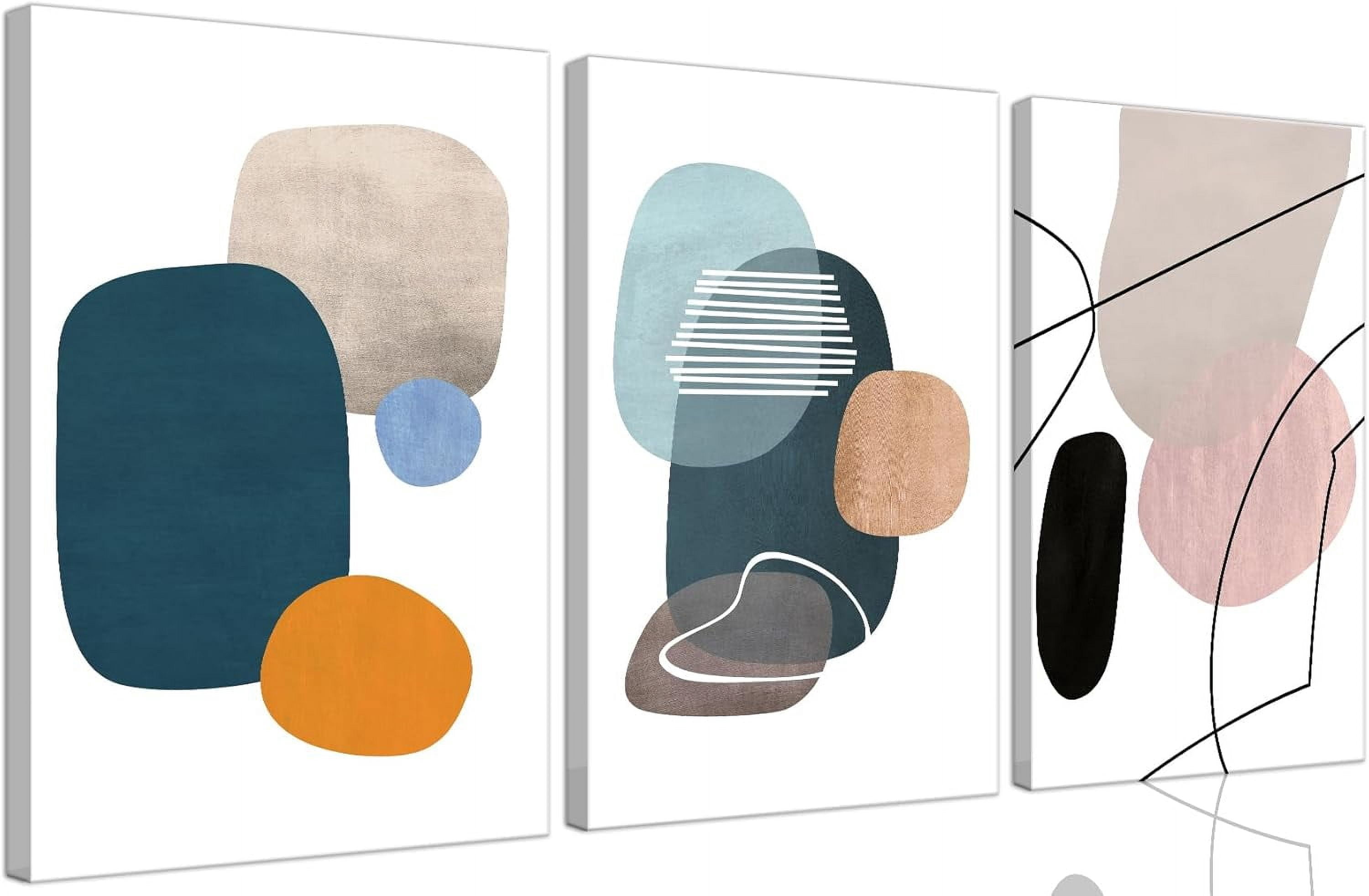 Abstract Wall Art Set of 3 – Modern Mid Century Canvas poster Prints ...