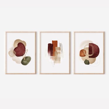 Abstract Wall Art, Terracotta Burgundy Beige Prints, Modern Minimalist ...