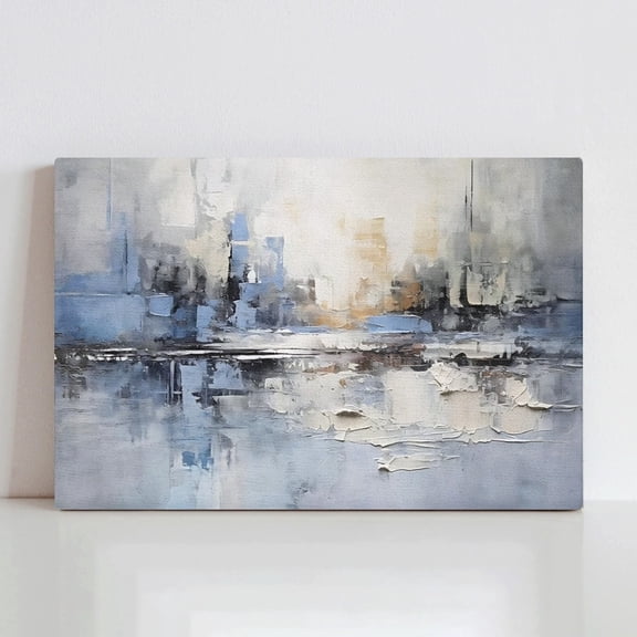 Abstract Wall Art Wall Decor Blue and Gray White Modern Canvas Wall Paintings Abstract Artwork for Living Room Bedroom Bathroom Office Home Decor 24"x 16"