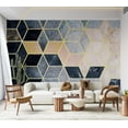 thumbnail image 1 of Abstract Wallpaper Wall Mural - Blue Geometric Pattern, 1 of 5