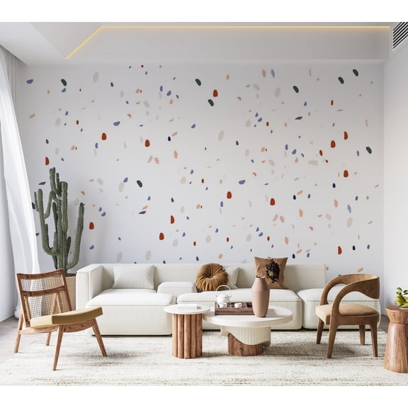 Abstract Wallpaper Wall Mural - Classic Terrazzo on White Background