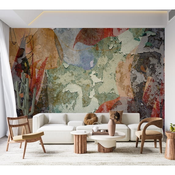 Abstract Wallpaper Wall Mural - Colorful Old Plaster Wall